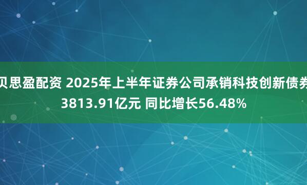 贝思盈配资 2025年上半年证券公司承销科技创新债券3813.91亿元 同比增长56.48%