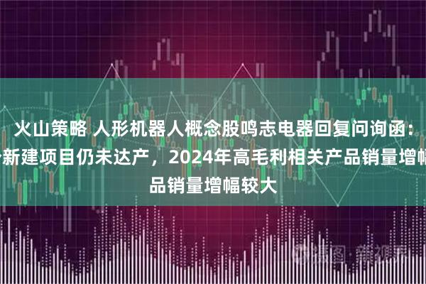 火山策略 人形机器人概念股鸣志电器回复问询函：有4个新建项目仍未达产，2024年高毛利相关产品销量增幅较大